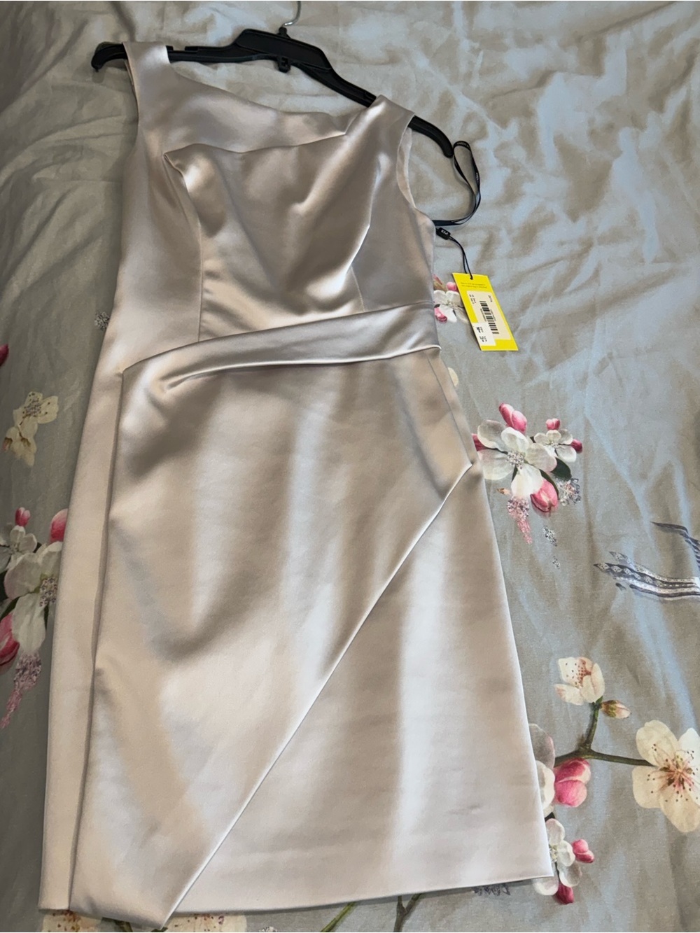 Karen Millen Satin Mini Dress in Light Silver